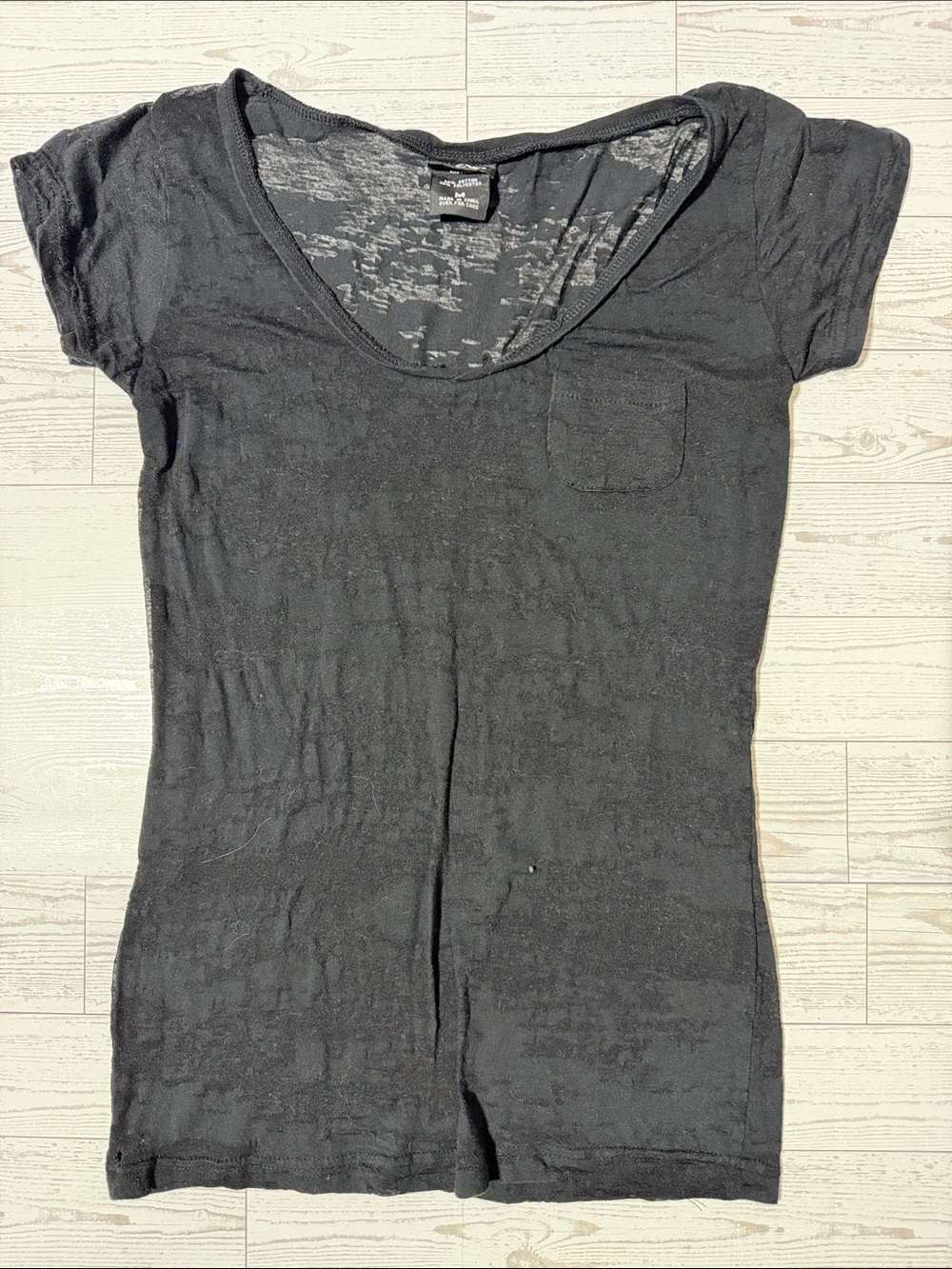 Vanity Black Scoop Neck Short Sleeve Pocket Tee